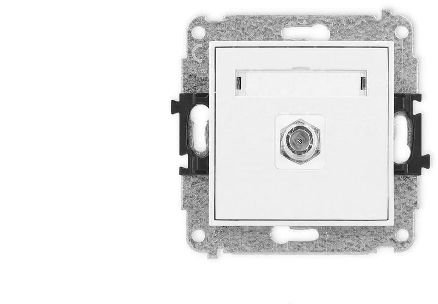 ICON Mechanizm gniazda antenowego pojedynczego typu F (SAT) niklowany biały mat 25IGF-1