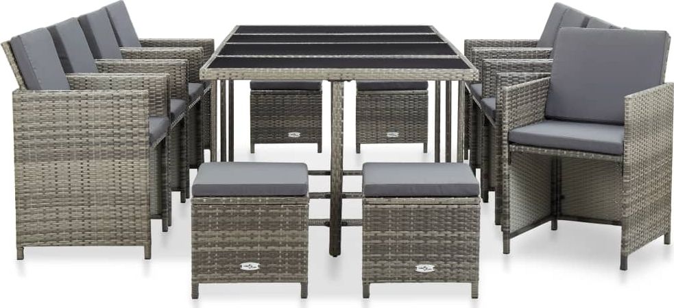 Elior 13-cz. szary zestaw rattanowy do ogrodu Cindy 5X