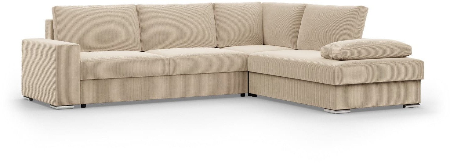 Duży narożnik, Momento, prawy, sztruks, 287x231x86 cm, beżowy | TYLETEGOTU