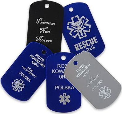 Breloczek Polska Firma Nieśmiertelnik ratowniczy grawerowany