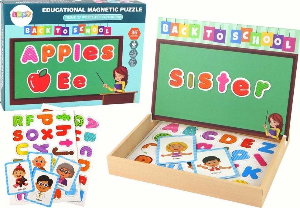 LeanToys Zestaw Edukacyjnych Puzzli Magnetycznych Z Wielofunkcyjną Tablicą