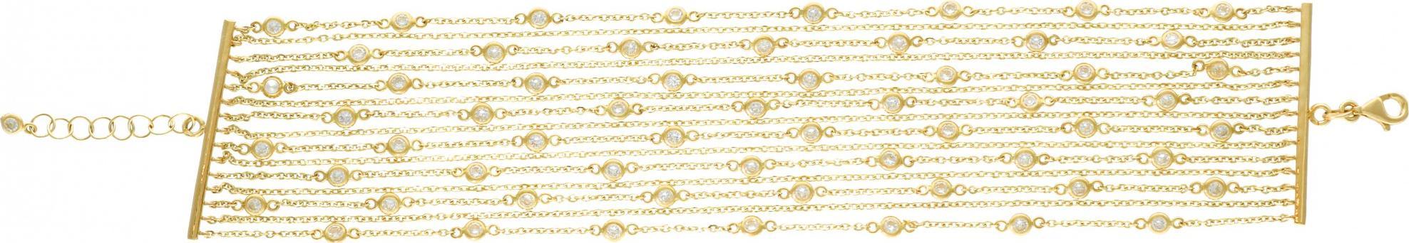 Rosanto Złota szeroka bransoletka z cyrkoniami 19 cm 585 14k