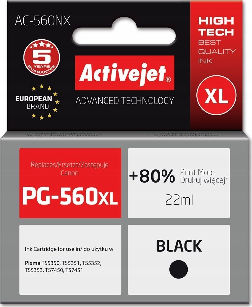 Tusz Activejet Activejet AC-560NX Tusz (zamiennik Canon PG-560XL; Supreme; 22 ml; czarny)