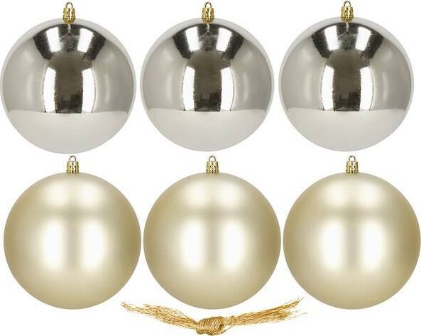 Springos Bombki choinkowe 6 szt. ozdoby świąteczne zestaw 10 cm szampańskie UNIWERSALNY