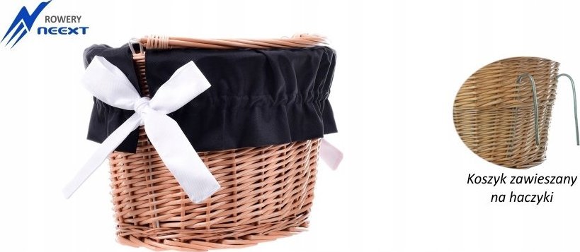 NEEXT Koszyk wiklinowy rowerowy zawieszany z wkładem mat
