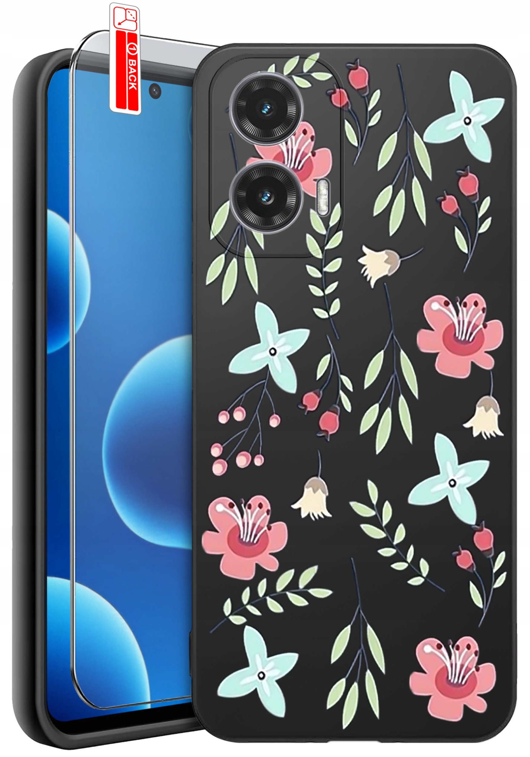 ETUI do Motorola Moto G45 5G | WZORY | SILIKONOWE MATT CASE + SZKŁO 9H