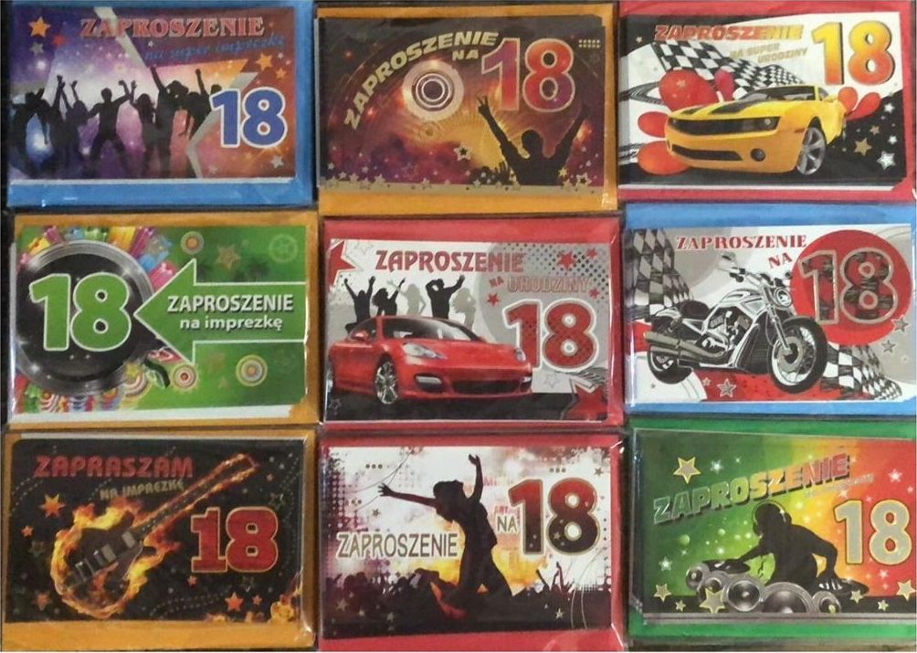 Panorama Zaproszenia 18-stka złocone (10szt)