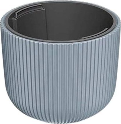 Doniczka szara prążkowana okrągła plastikowa 29,8x25,7 cm z wkładem Milly
