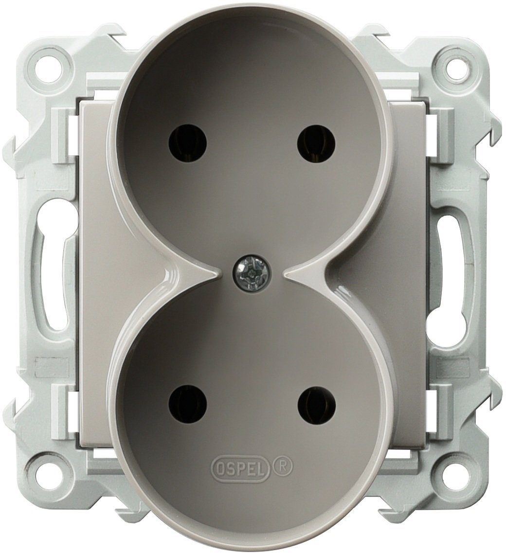 SZAFIR Gniazdo podwójne moduł bez ramki kaszmirowy beż GP-2ZR/m/83