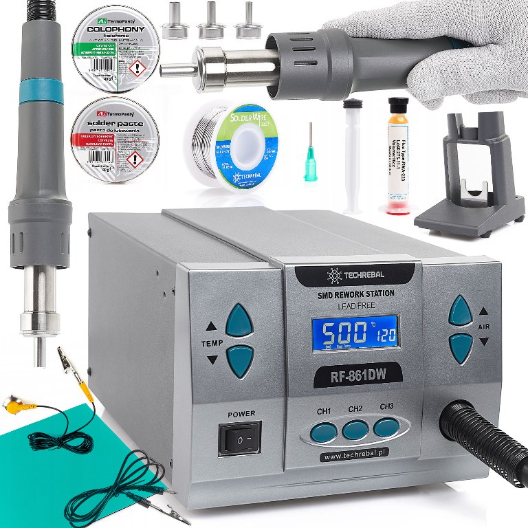 Stacja Lutownicza Hot Air Techrebal RF-861DW 1000W Hot Air Akcesoria MOCNA