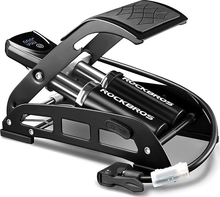 RockBros Pompka nożna rower auto motor piłka z wyświetlaczem 11 bar - czarna