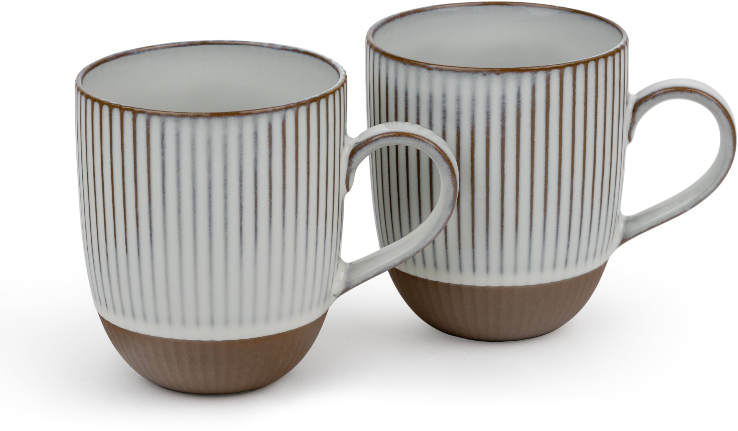 1x2 Bredemeijer Mugs Ingo 450ml Tassen Steingut weiße Str.147081