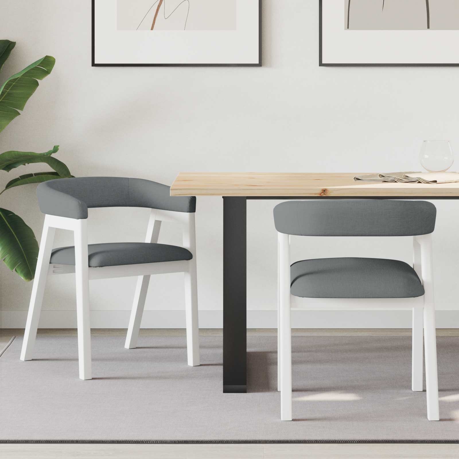 vidaXL Krzesła do jadalni 2 pcs Biały 54 x 57 x 73 cm Lekkie drewno gumowe