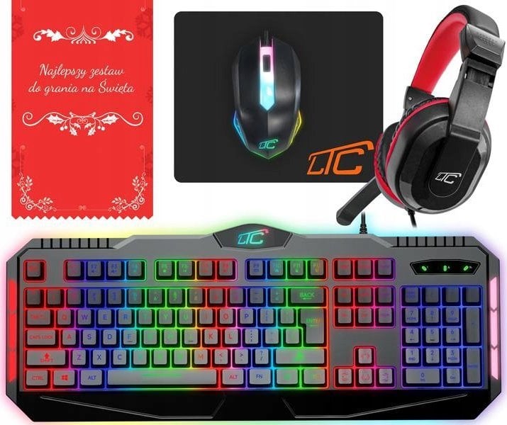 Zestaw komputerowy gamingowy LTC 4w1 - myszka, klawiatura, podkładka, słuchawki