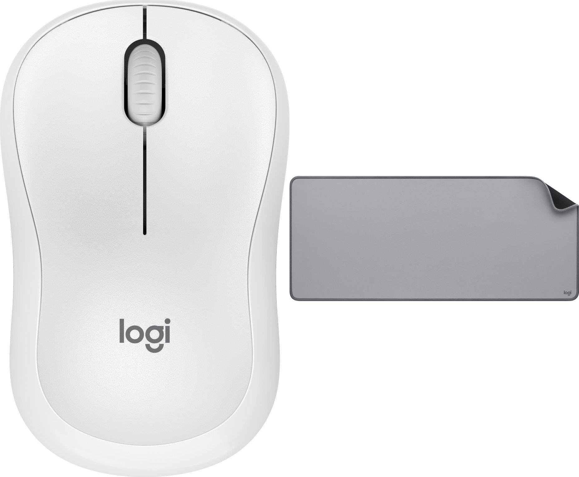 Mysz Logitech M240 Silent biała (910-007120) + Studio Series - MID GREY (956-000052)