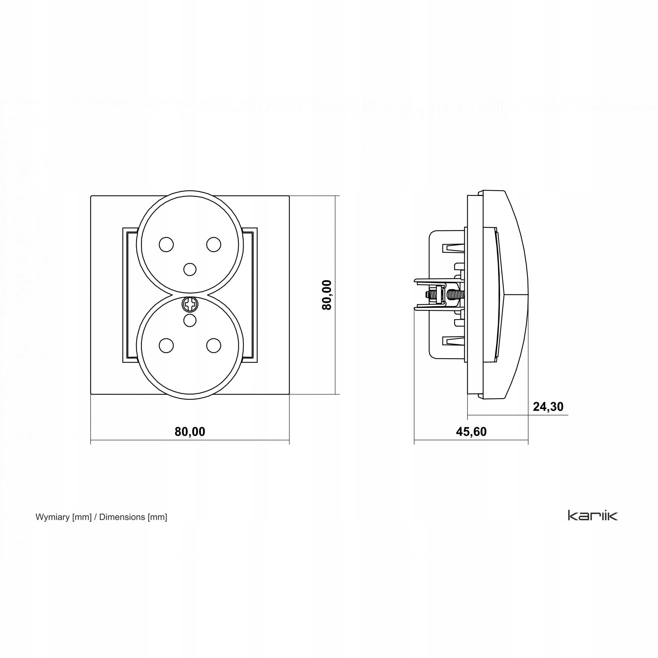 MINI Mechanizm gniazda podwójnego do ramki z uziemieniem 2x(2P+Z) (przesłony torów prądowych) szałwiowy 61MGPR-2zp