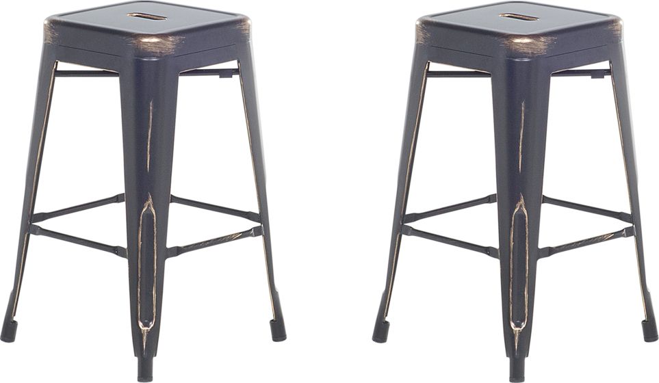 Beliani Zestaw 2 stołków barowych metalowych 60 cm czarno-złoty CABRILLO