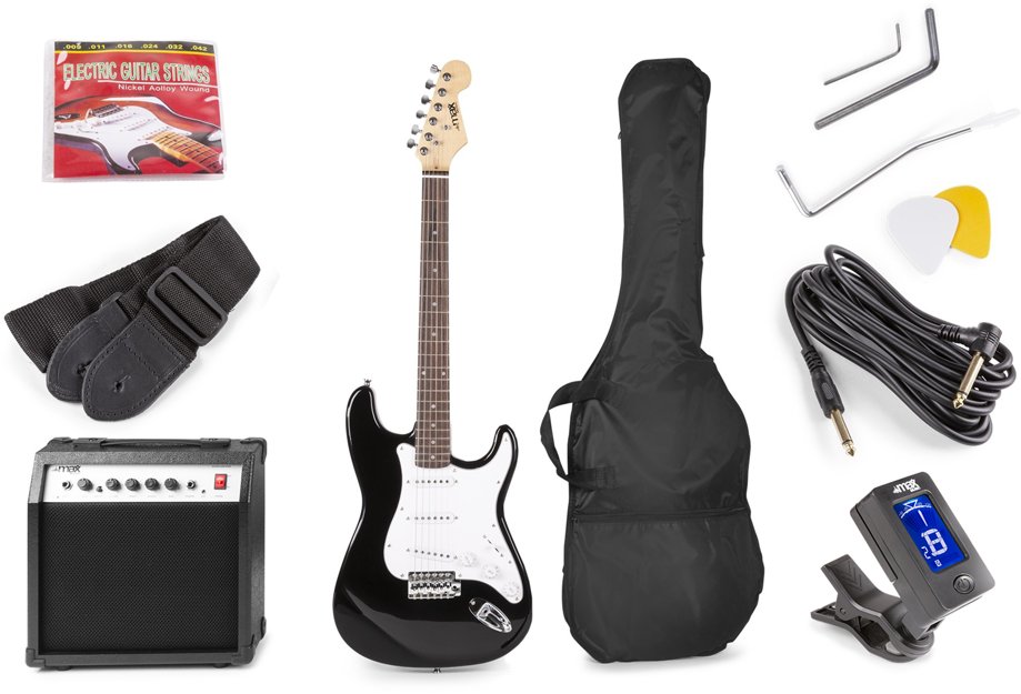 Zestaw: Gitara elektryczna Gigkit Max czarna+ wzmacniacz+ akcesoria one size