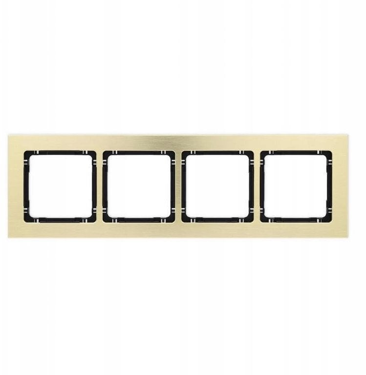 DECO Ramka uniwersalna poczwórna - aluminium szczotkowane (ramka: kolor mosiężny spód: czarny) 8-12-DRA-4