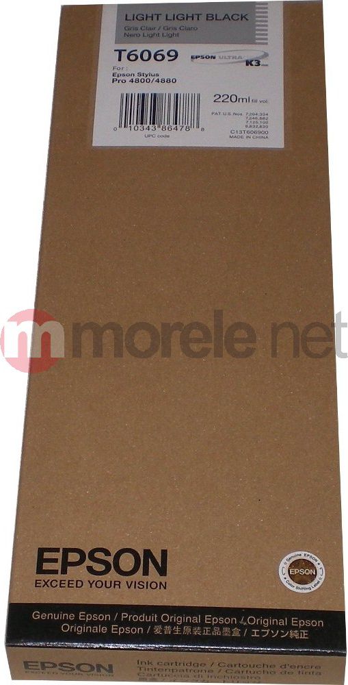 Tusz Epson Wkład atramentowy Czarny Stylus do 4800/4880 light light (220ml) (C13T606900)