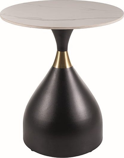 Signal Stolik kawowy okrągły VIRGO 50 biały marmur/czarny stelaż