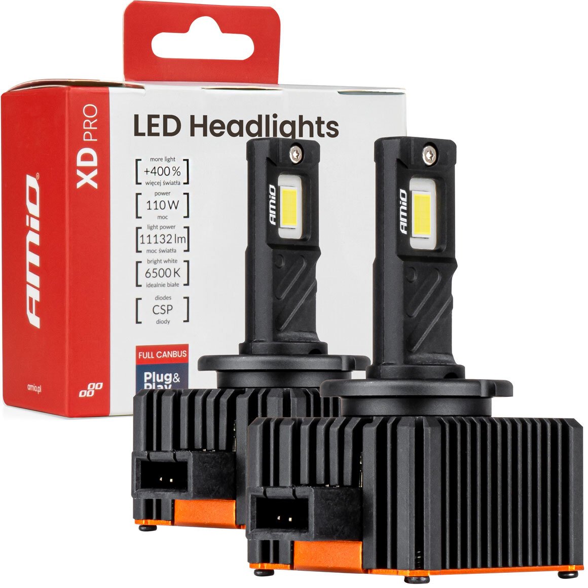 Żarówki samochodowe led xd pro d1s d1r full canbus amio-04679