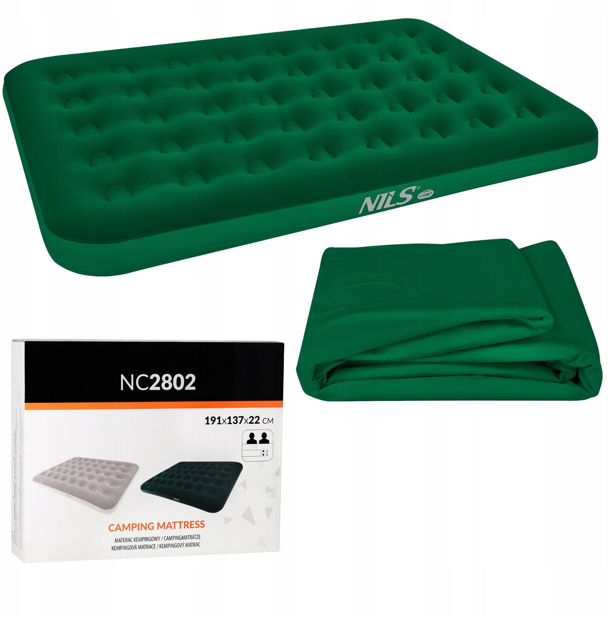 NC2802 MATERAC TURYSTYCZNY DMUCHANY 191X137X22 CM ZIELONY NILS CAMP