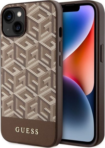 Guess Etui GUHMP14MHGCFSEW Apple iPhone 14 Plus brązowy/brown hard case GCube Stripes MagSafe