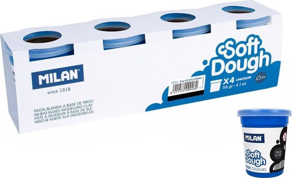 Milan Ciastolina Basic 116g 4 słoiczki czarna