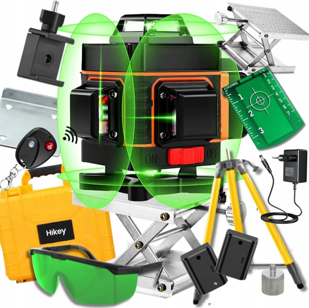 POZIOMNICA LASEROWA POZIOMICA 4D 16 LINII KRZYŻOWA 360 LASER ZESTAW STATYW