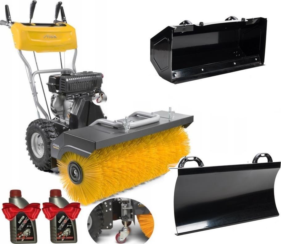 Stiga ZESTAW: Zamiatarka SWS 800 G Spalinowa z napędem + Pojemnik + Lemiesz + 2 oleje silnikowe