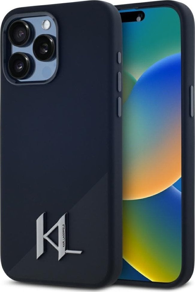 Etui Karl Lagerfeld Silicone Shadow Metal Initial MagSafe do iPhone 15 Pro Max czarny