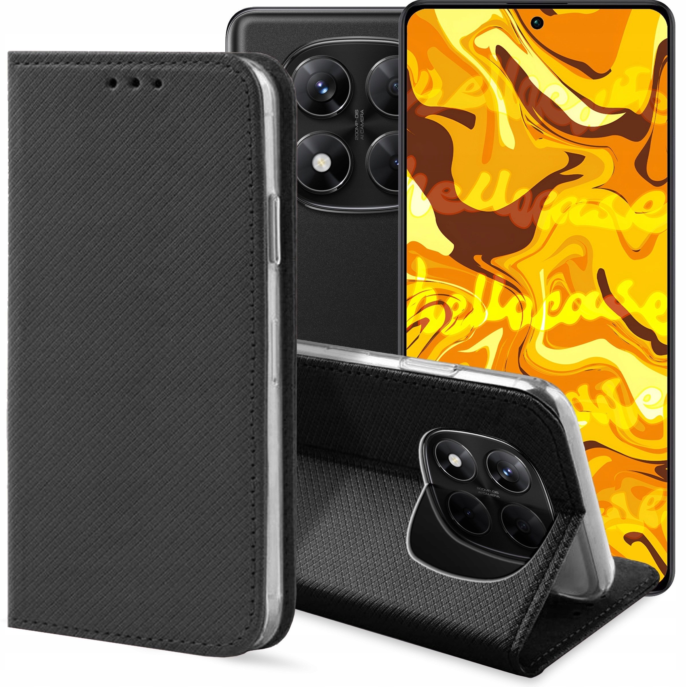 ETUI Z KLAPKĄ DO REDMI NOTE 14 PRO 5G / 14 PRO PLUS 5G CZARNE MAGNETYCZNE