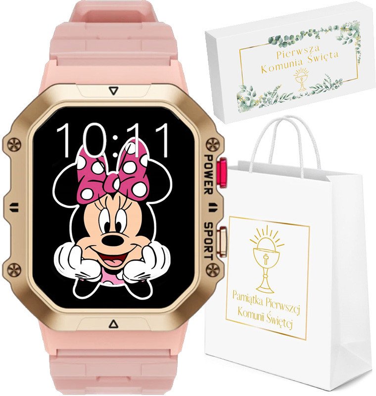 Zegarek dziecięcy SMARTWATCH KOMUNIA Rubicon RNCF28 różowy
