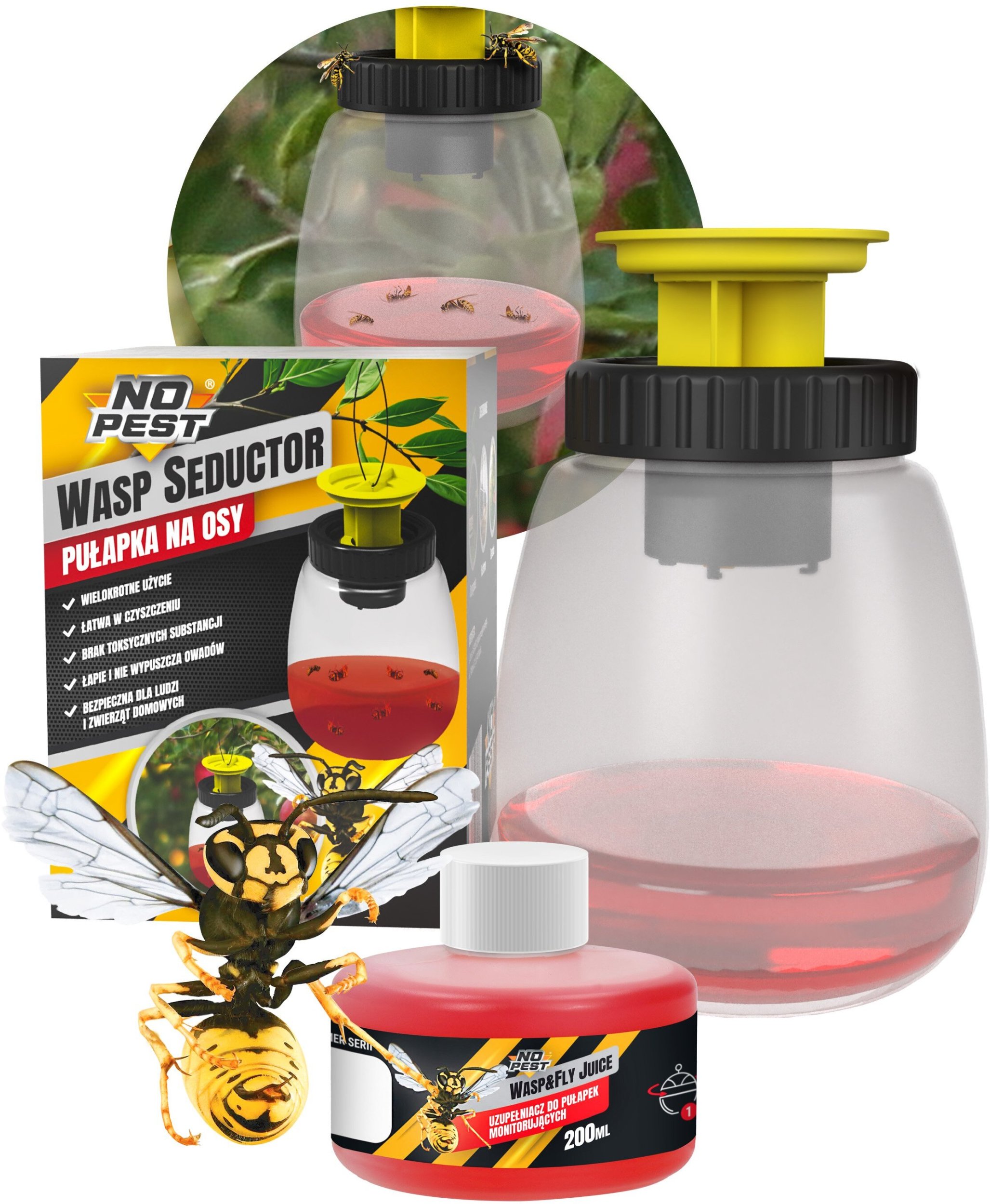 Pułapka na Osy Owady do Wyłapywania Os Przeciw Osom "Wasp Seductor" + Wabik Przynęta 200ml