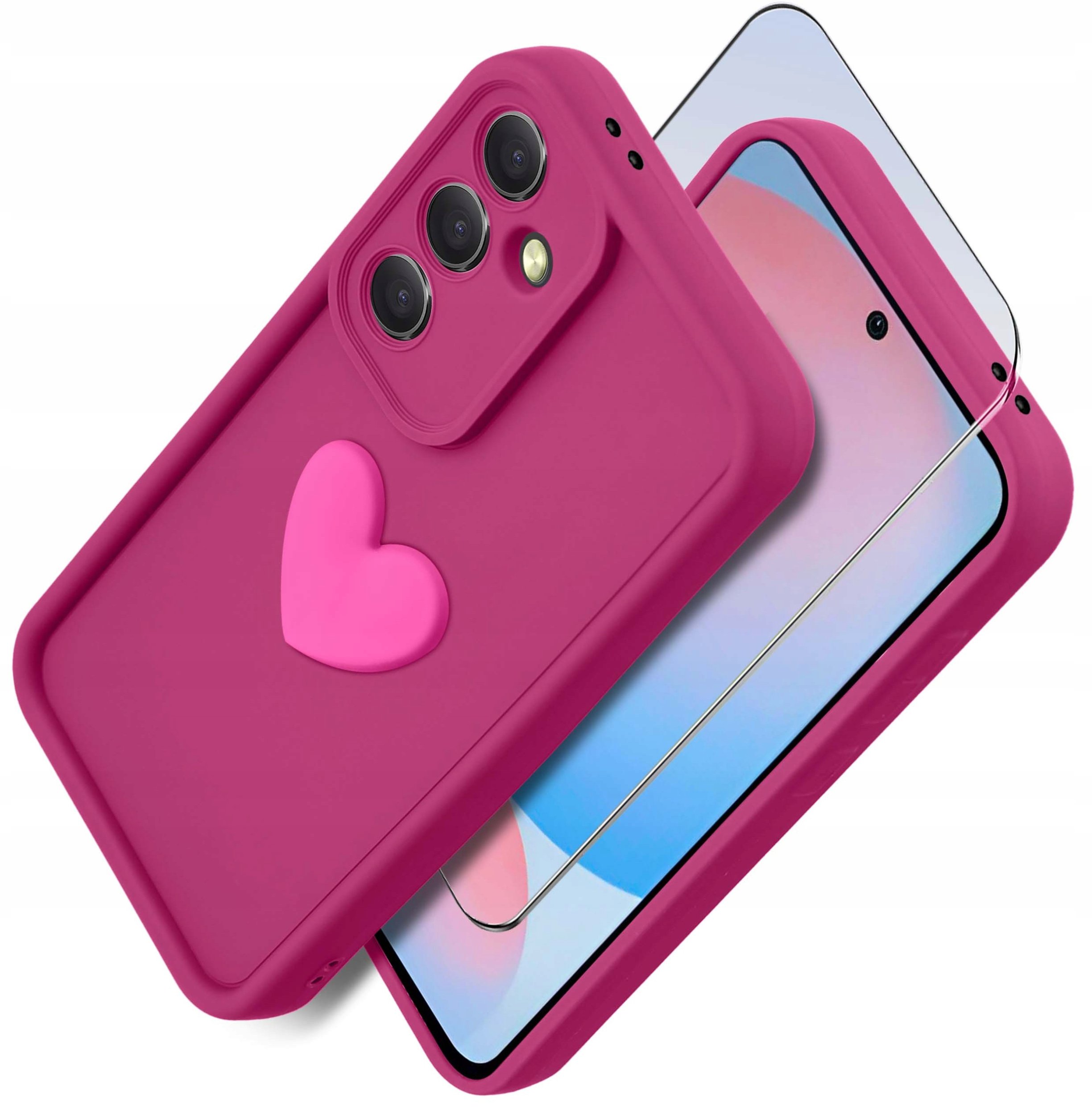 Etui do Samsung A56 5G silikonowe MATOWE serce + Szkło ochronne 9H
