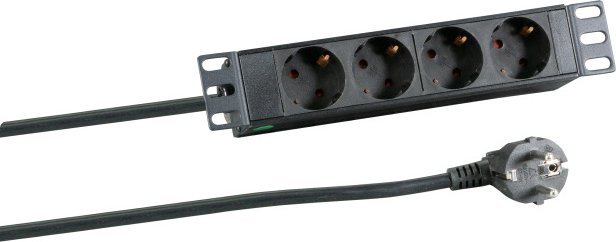 EFB EFB 10" 1HE Steckdosenleiste 4xCEE 7/3 ohne Schalter,Alu,sw