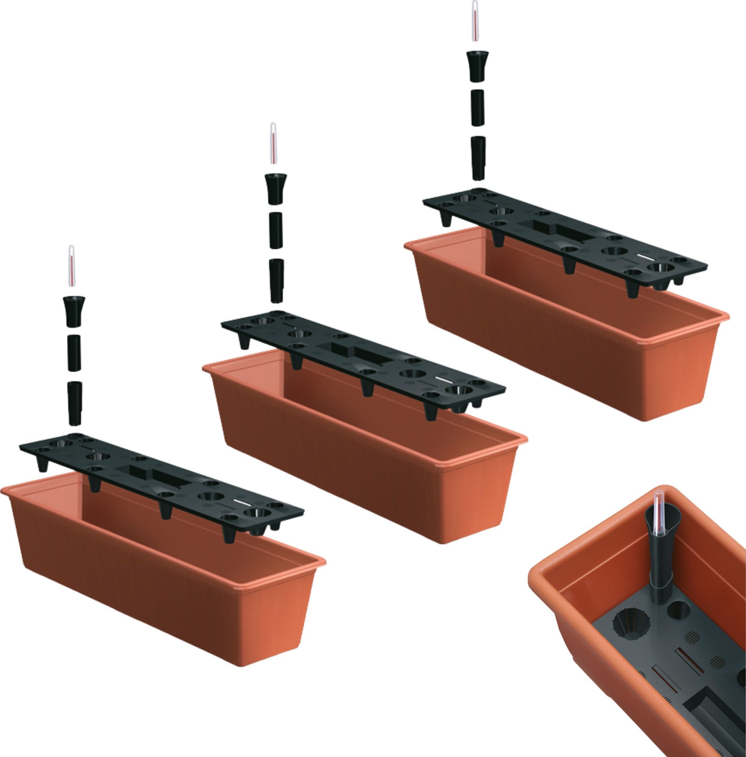 Prosperplast 3x Skrzynka balkonowa z nawadnianiem IS6CAN Doniczka na balkon