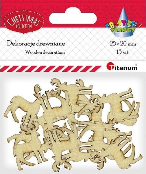 Drewniane renifery 20x25mm naturalne 15szt