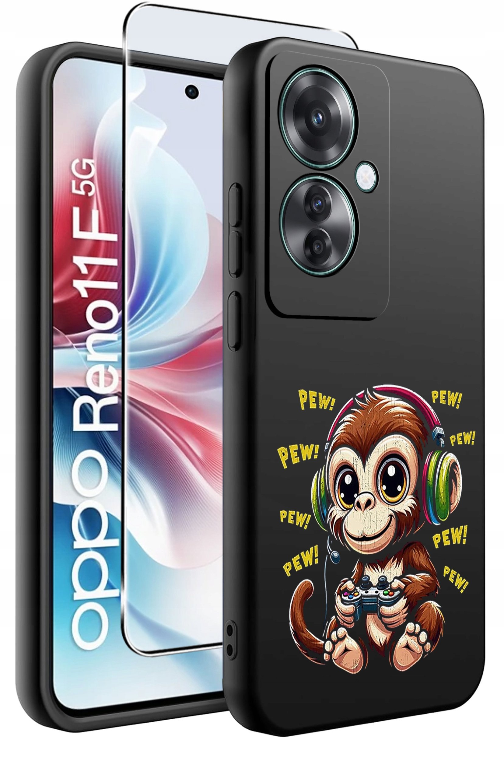 ETUI do Oppo Reno11 F 5G WZORY | SILIKONOWE MATT CASE + SZKŁO HARTOWANE 9H