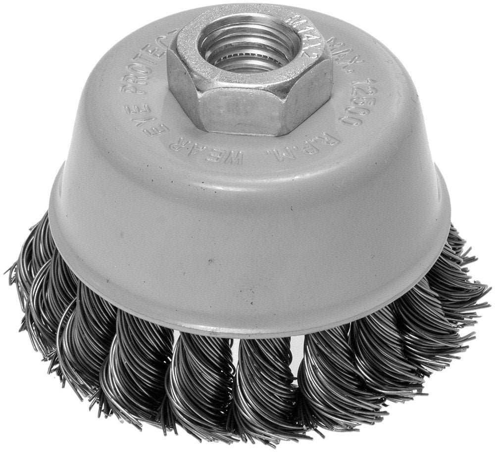 Szczotka druciana doczołowa 70 mm, drut skręcony, stalowy, M14