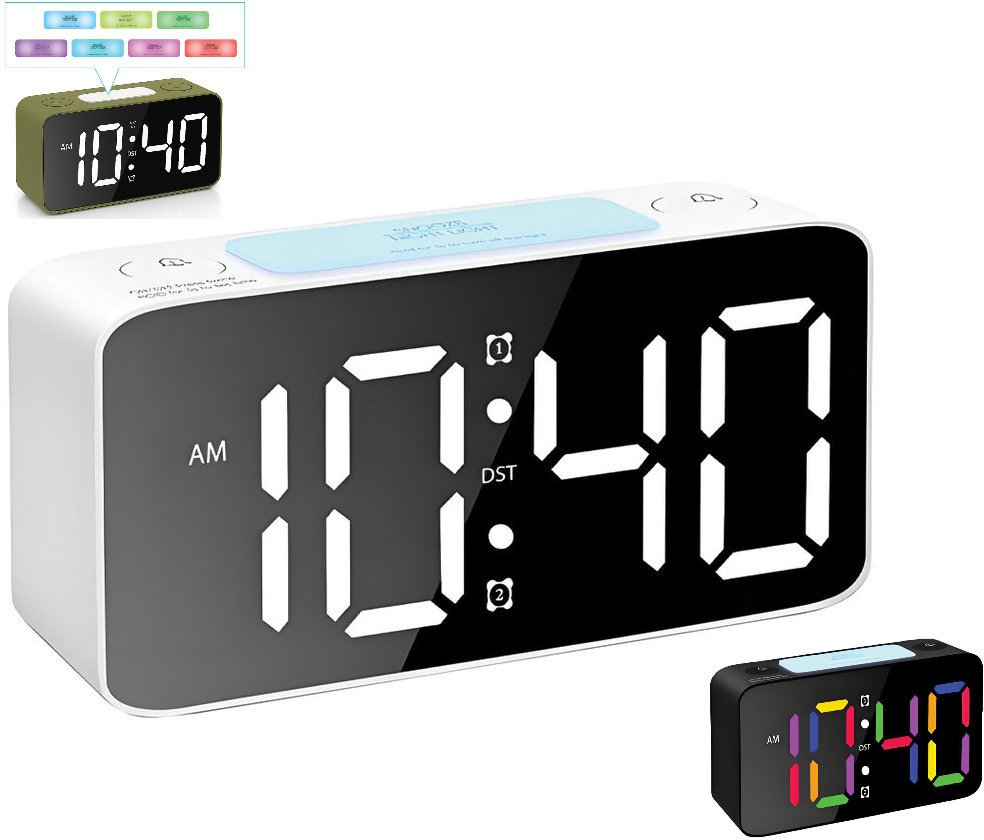 JVD Zegar budzik sieciowy LED SB2020.4 kolorowy podświetlenie 16,5x8 cm