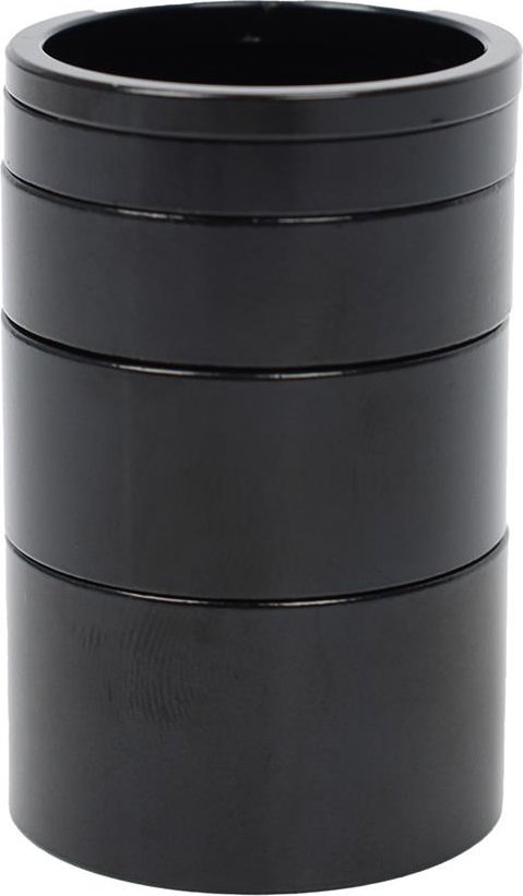 Podkładki pod stery, mostek, zestaw 5 sztuk, 3/5/10/15/20mm, czarny półmat, 1-1/8"