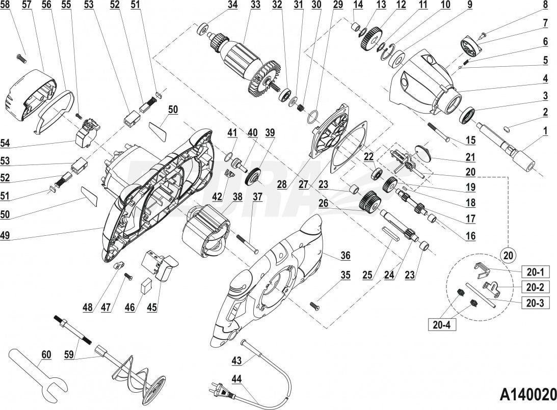 Dedra Wał napędowy z kołem zębatym (17+19)