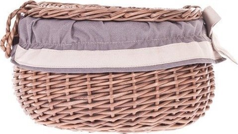 WickerPL Puzderko szarzone wiklinowy pojemnik okrągła szkatułka obszyta 21 H15 cm