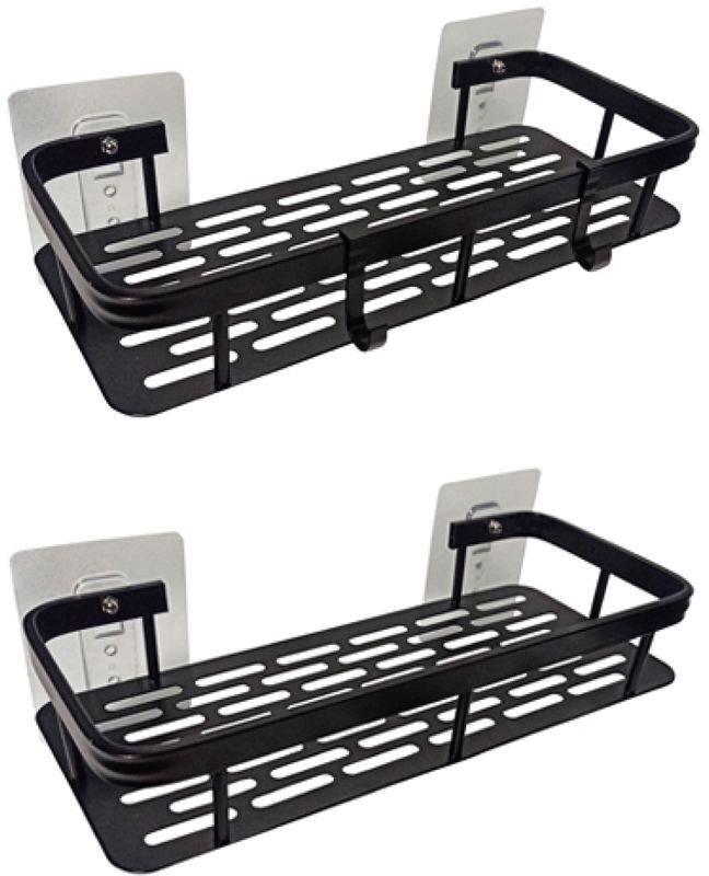 Zestaw 2 półek łazienkowych wiszących czarnych metalowych