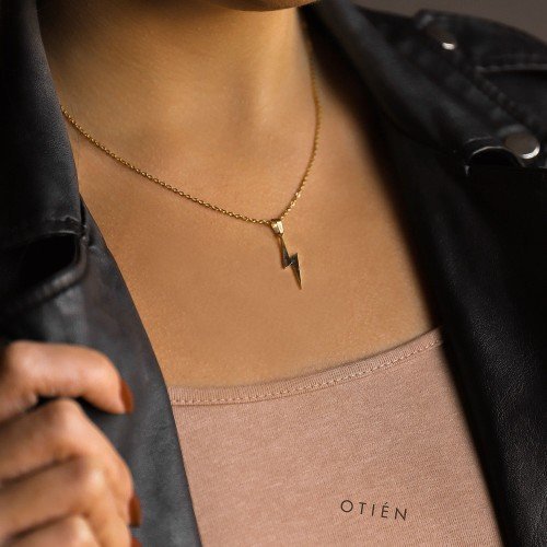 OTIEN Naszyjnik damski Błyskawica złoty na prezent stal chirurgiczna