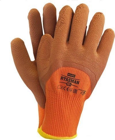 R.E.I.S. RTASMAN - Rękawice ochronne ocieplane, powlekane, wewnątrz frotte - pomarańczowo-brązowy