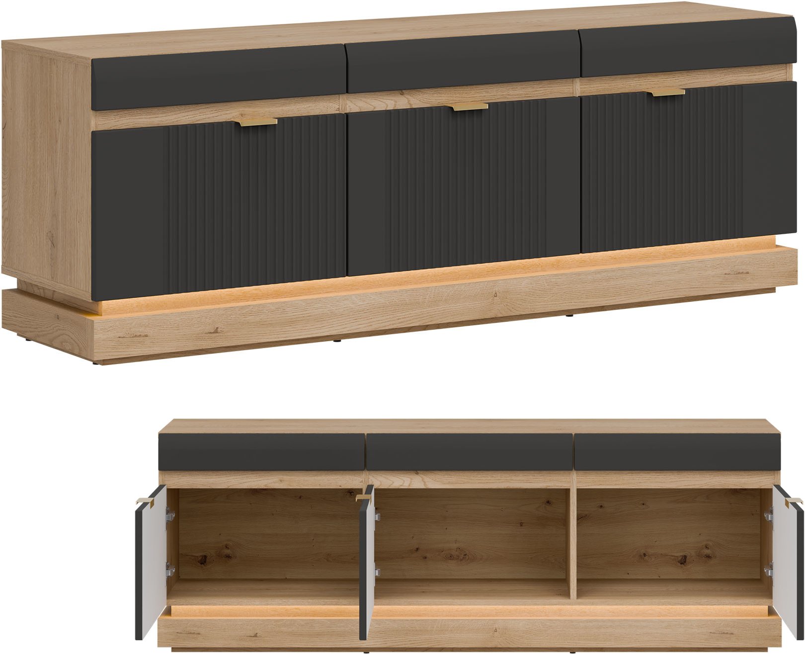 Szafka RTV stojąca Stolik pod telewizor Dąb Cremona Antracyt MILTON ML01