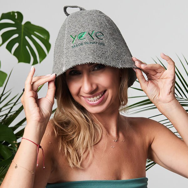 Czapka do sauny szara z 100% naturalnej wełny filcowej uniwersalna